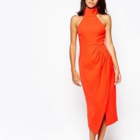 NWT C/MEO Collective Kiss Land Midi Dress | Red Orange | Wedding Guest | Small - Picture 2 of 4